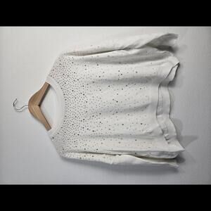 GB Girls Shimmering White Sweater with Gold Studs - Size L